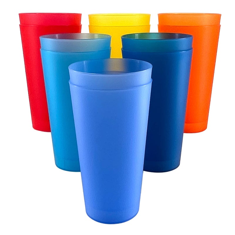 AOYITE Large Plastic Cups Reusable - 32 oz Water Tumblers Unbreakable Drinking Glasses set of 12 - BPA Free Dishwasher Safe Big Plastic Cups for Kids Kitchen Camping Party Outdoor - Image 1